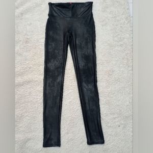 SPANX Black Faux Leather Leggings, size Small